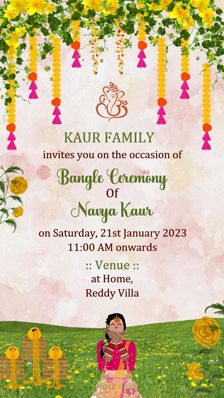 Traditional Punjabi Bangle Ceremony Invitation Template