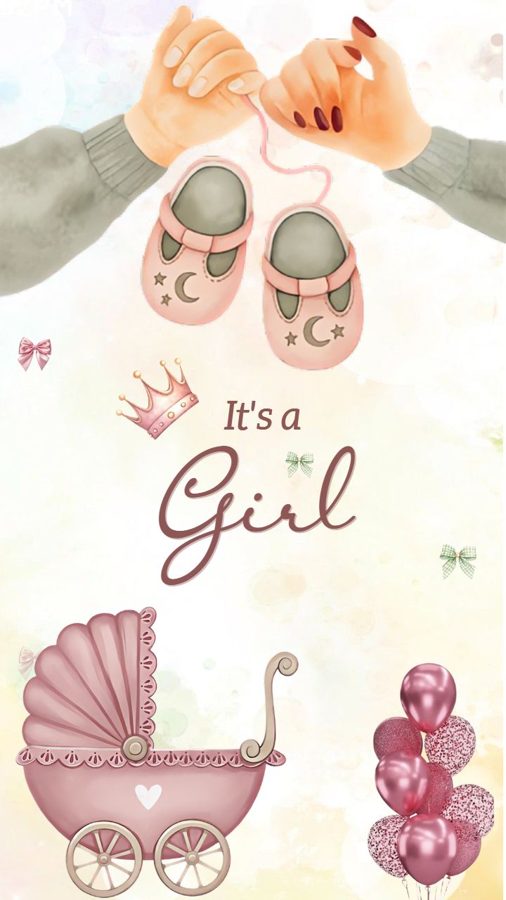 Announcement Its a Baby Girl Card for Little Girl