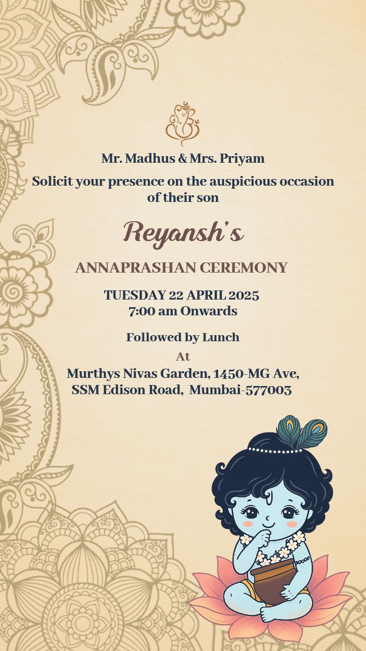 Annaprashan Invitation Designs with God Theme