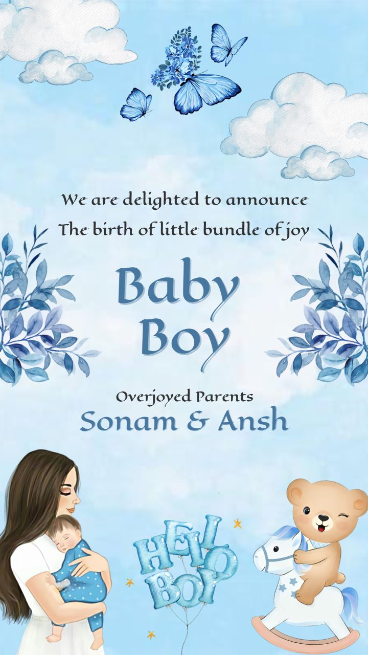 Announcement Image for Baby Boy in Blue Theme