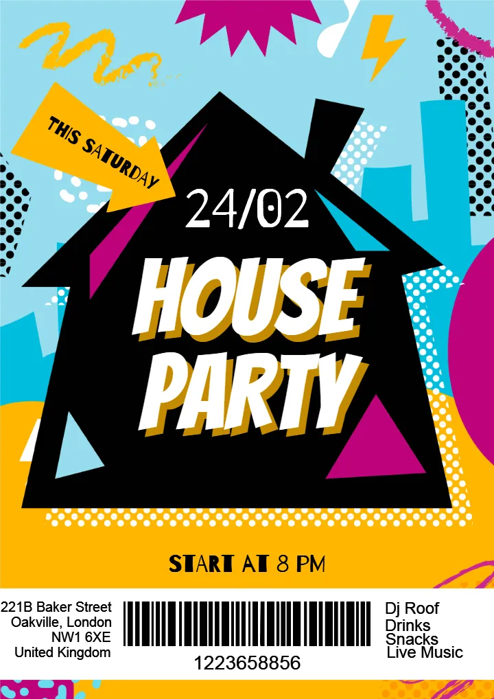 House Party Invitation With DJ Music Celebration Style