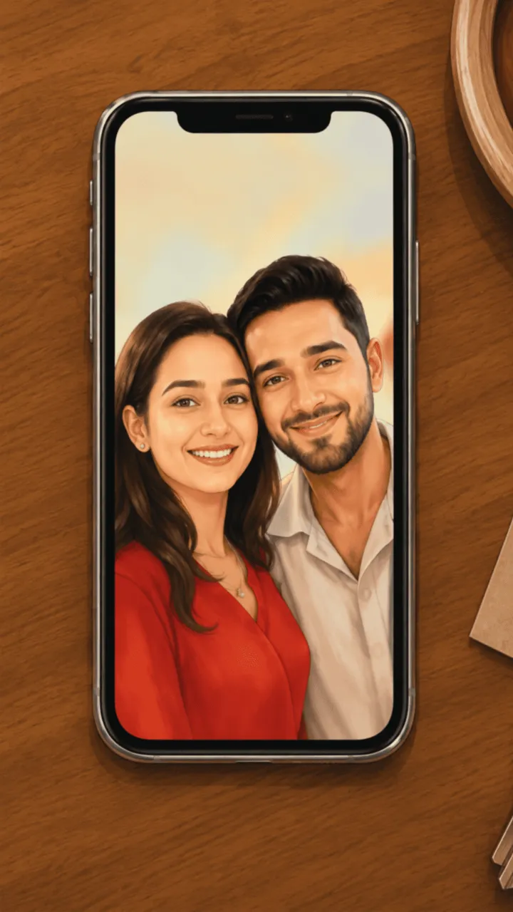 Wedding Invitation Video with Romantic Couple Illustrations