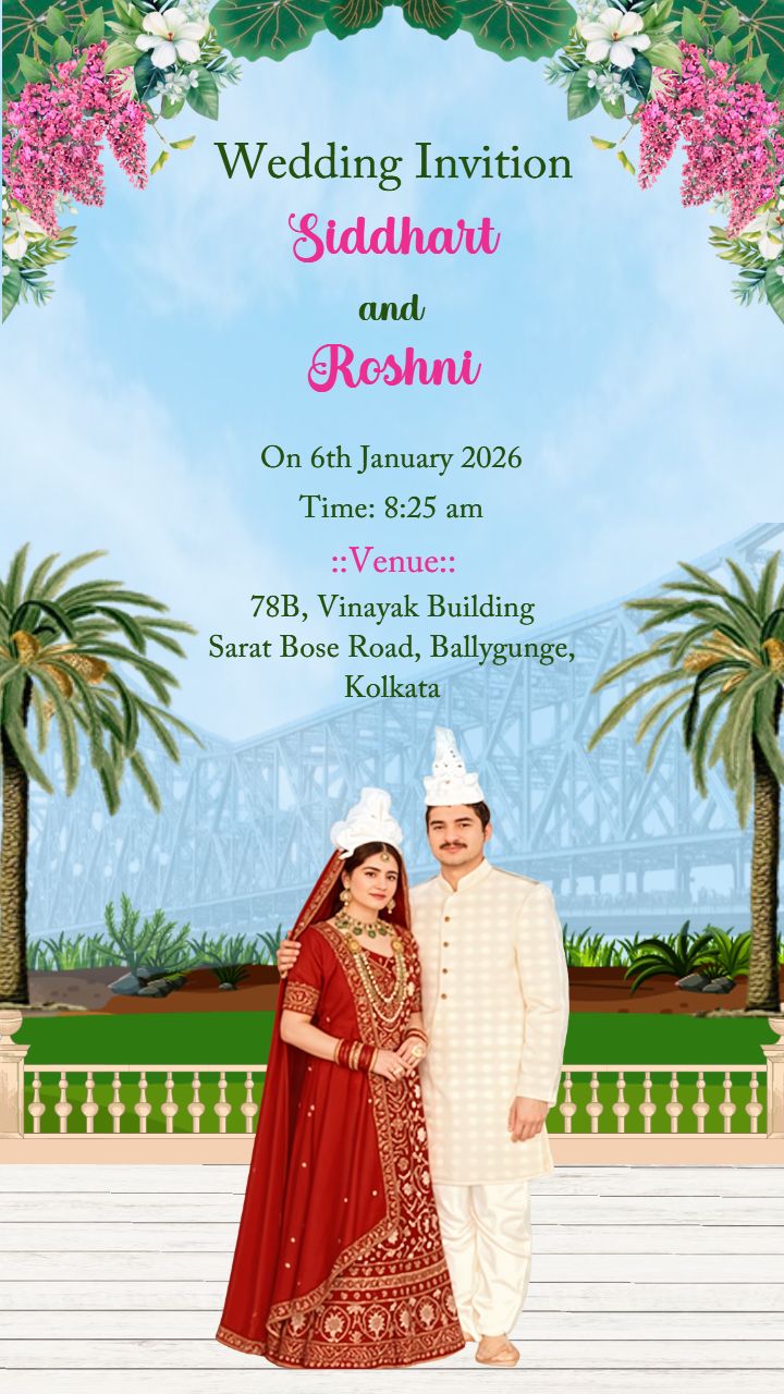 Bengali Wedding Invite Template with Traditional Style