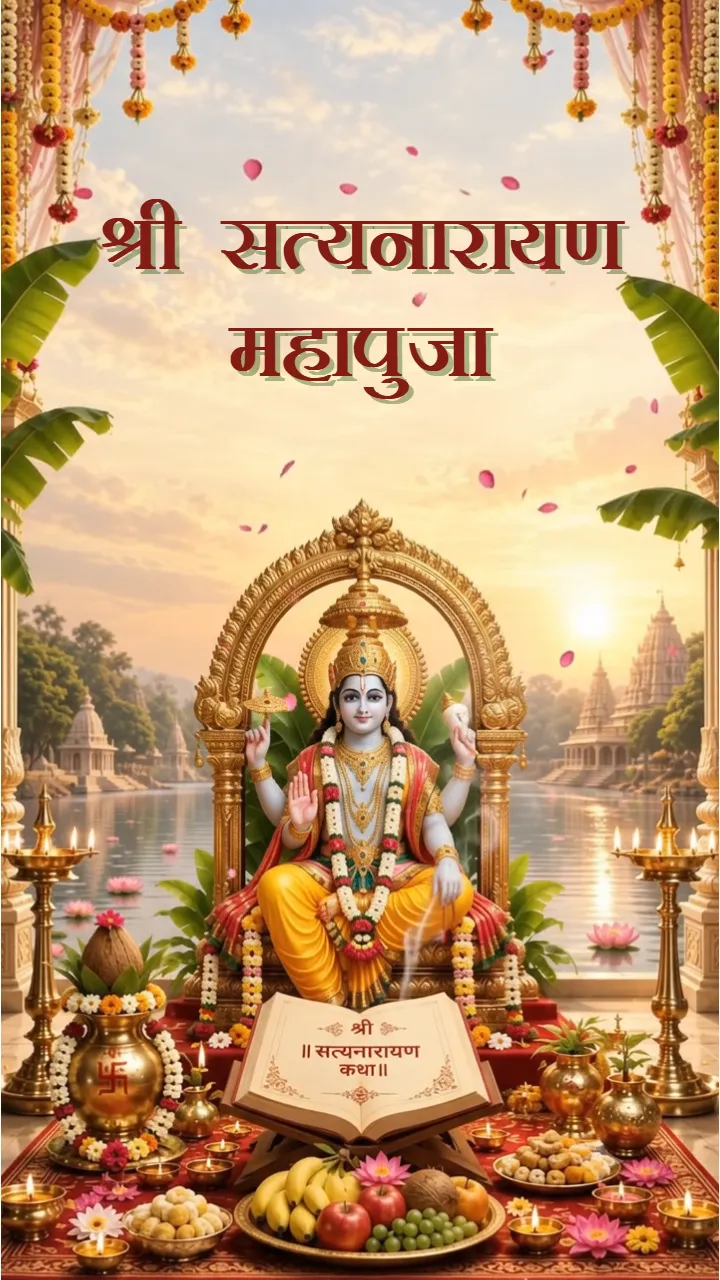 Satyanarayan Puja Invitation Video Maker with 3D Theme