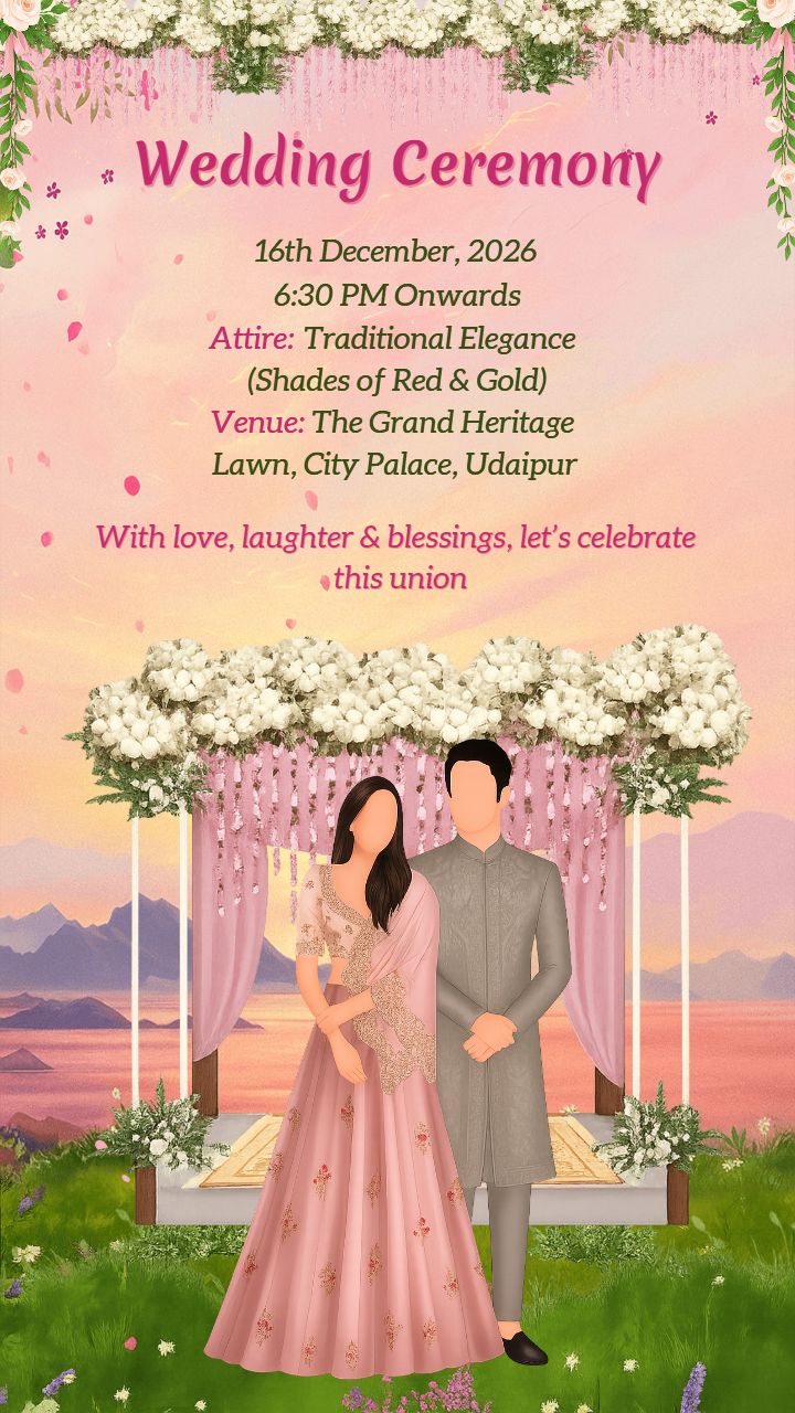Traditional wedding Invitation template with Ganesh design