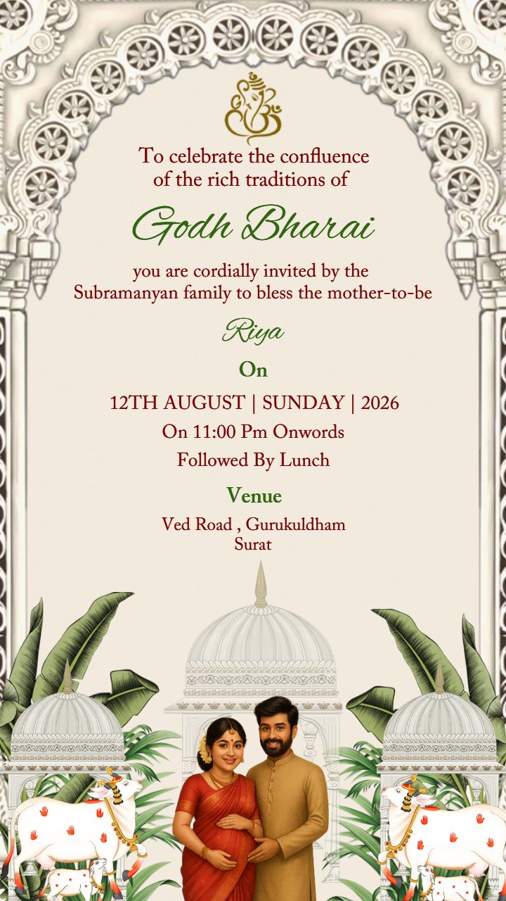 Cultural Invitation Card for Godh Bharai Celebration