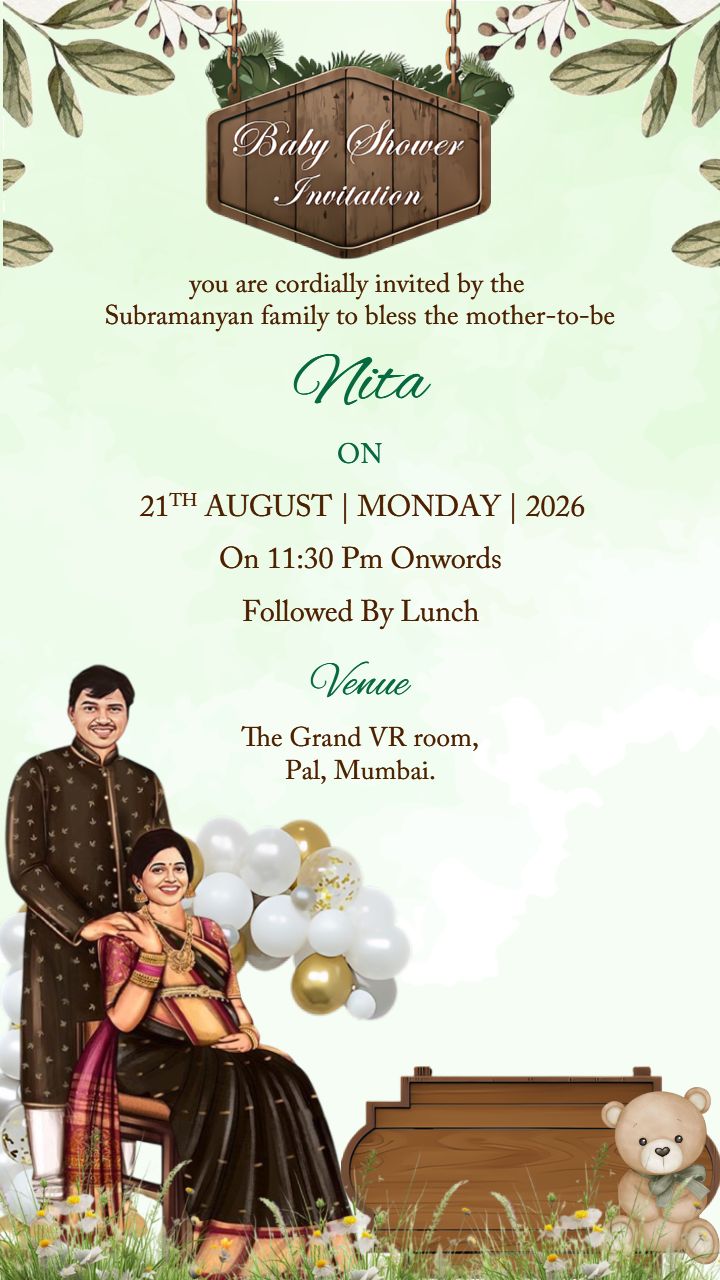 Baby Shower Invite Template with Elegant Couple Artwork