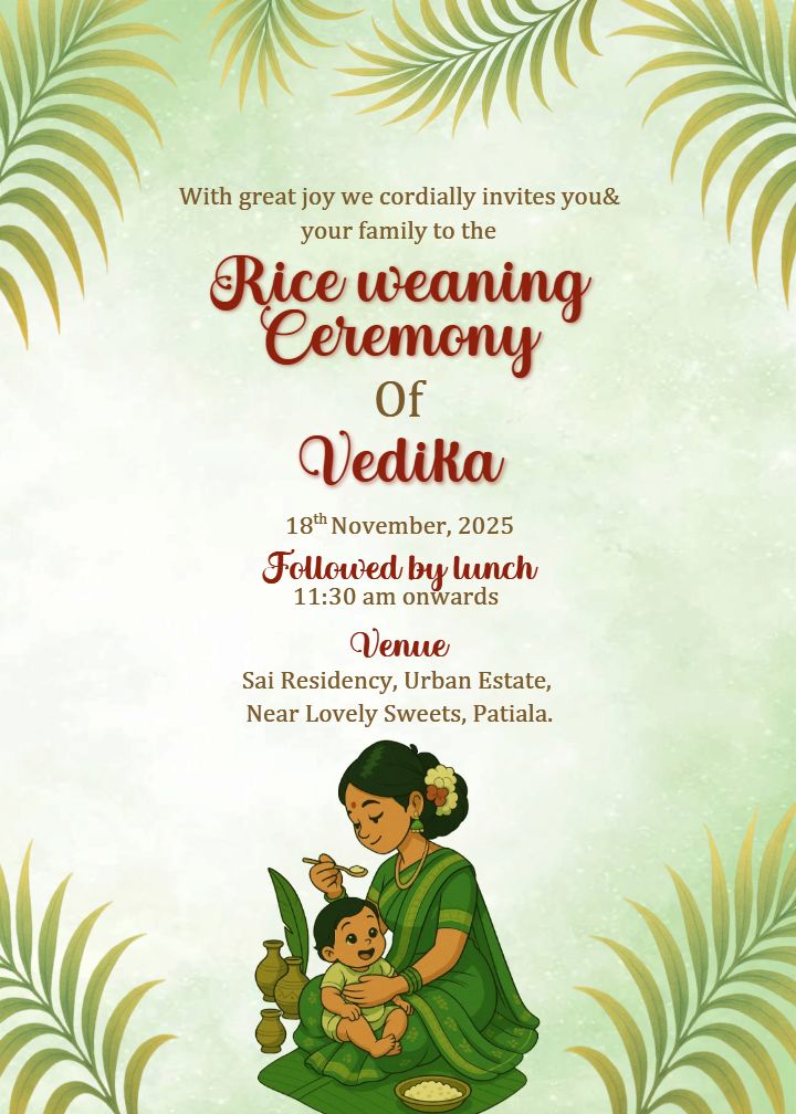 Elegant Annaprashan Invite Template with Green Theme