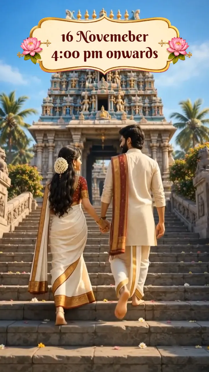 3D Wedding Invitation Video with Traditional Temple Theme
