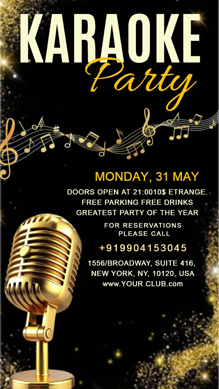 Karaoke Party Invitation for Luxury Singing Party Night
