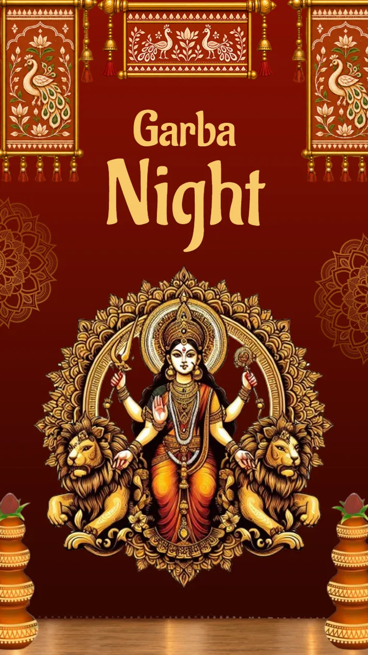 Garba Night Invitation Video with Traditional Peacock Design