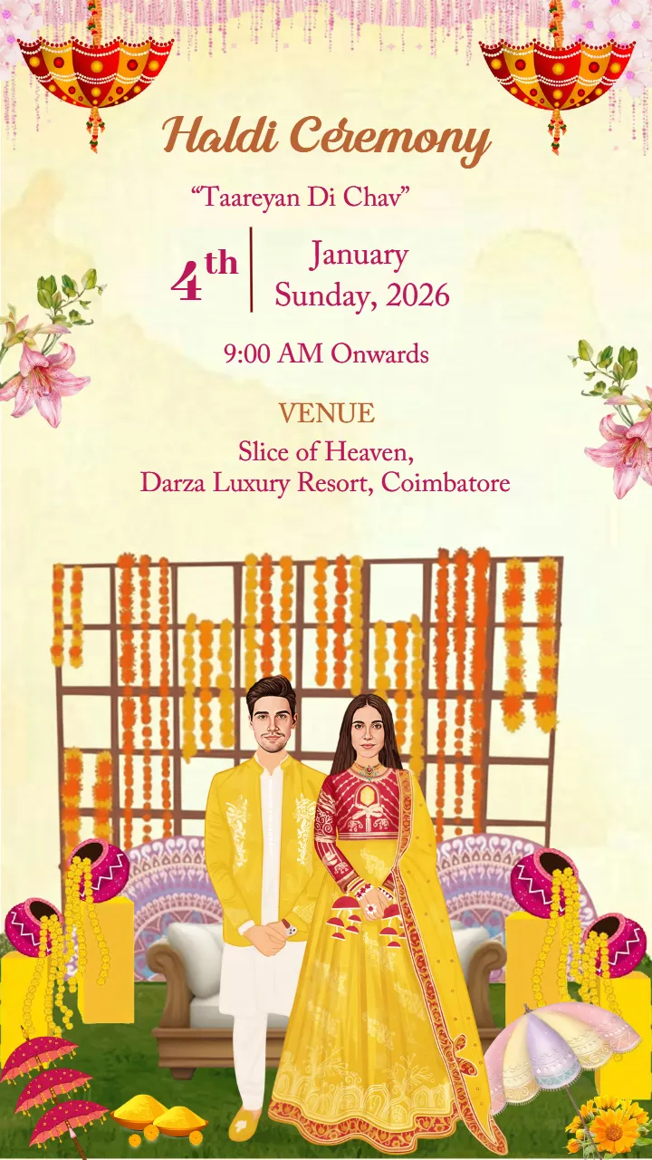 punjabi wedding invitation Video with royal golden design