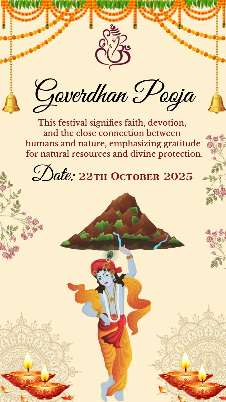 Free Govardhan Pooja Invite Card in English Language