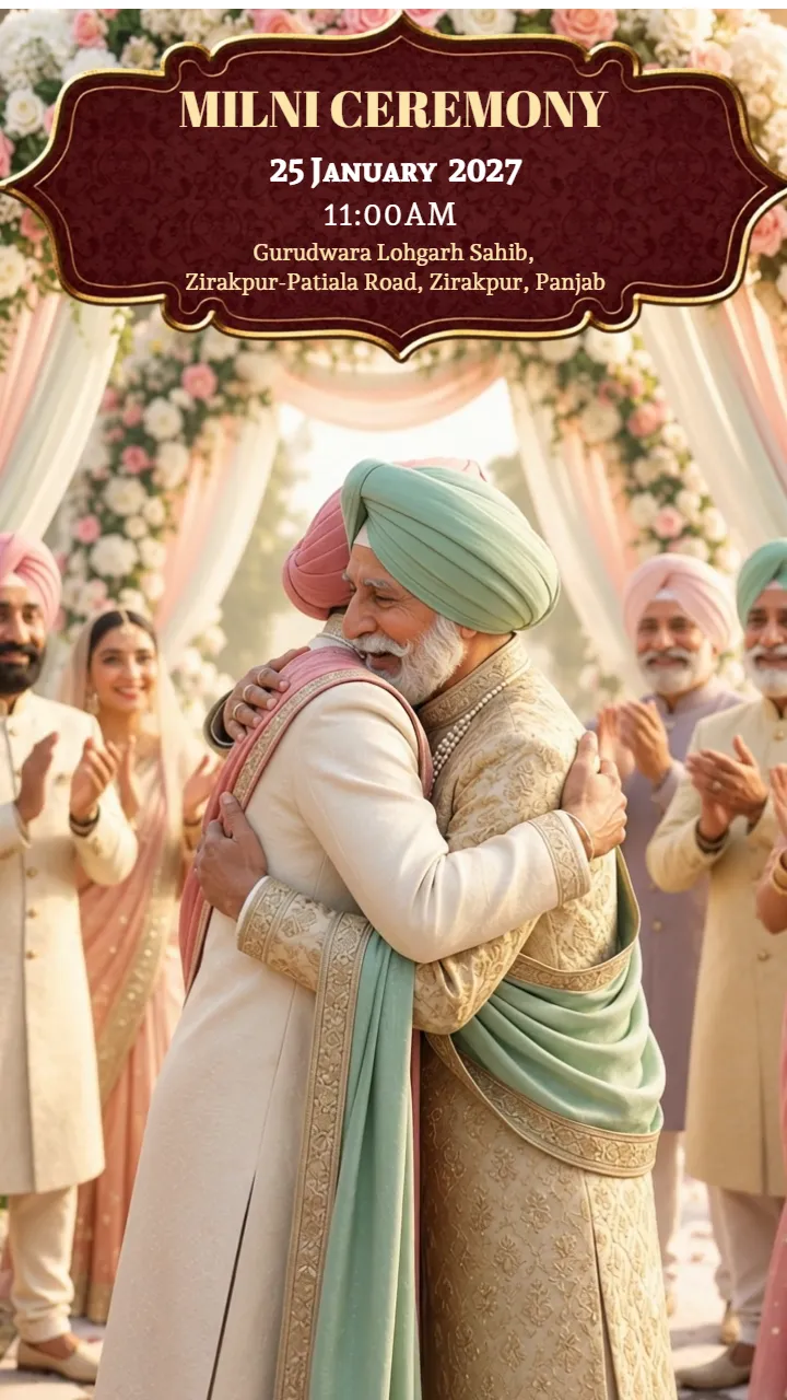 Punjabi Wedding Invitation Video in Maroon and Gold Theme