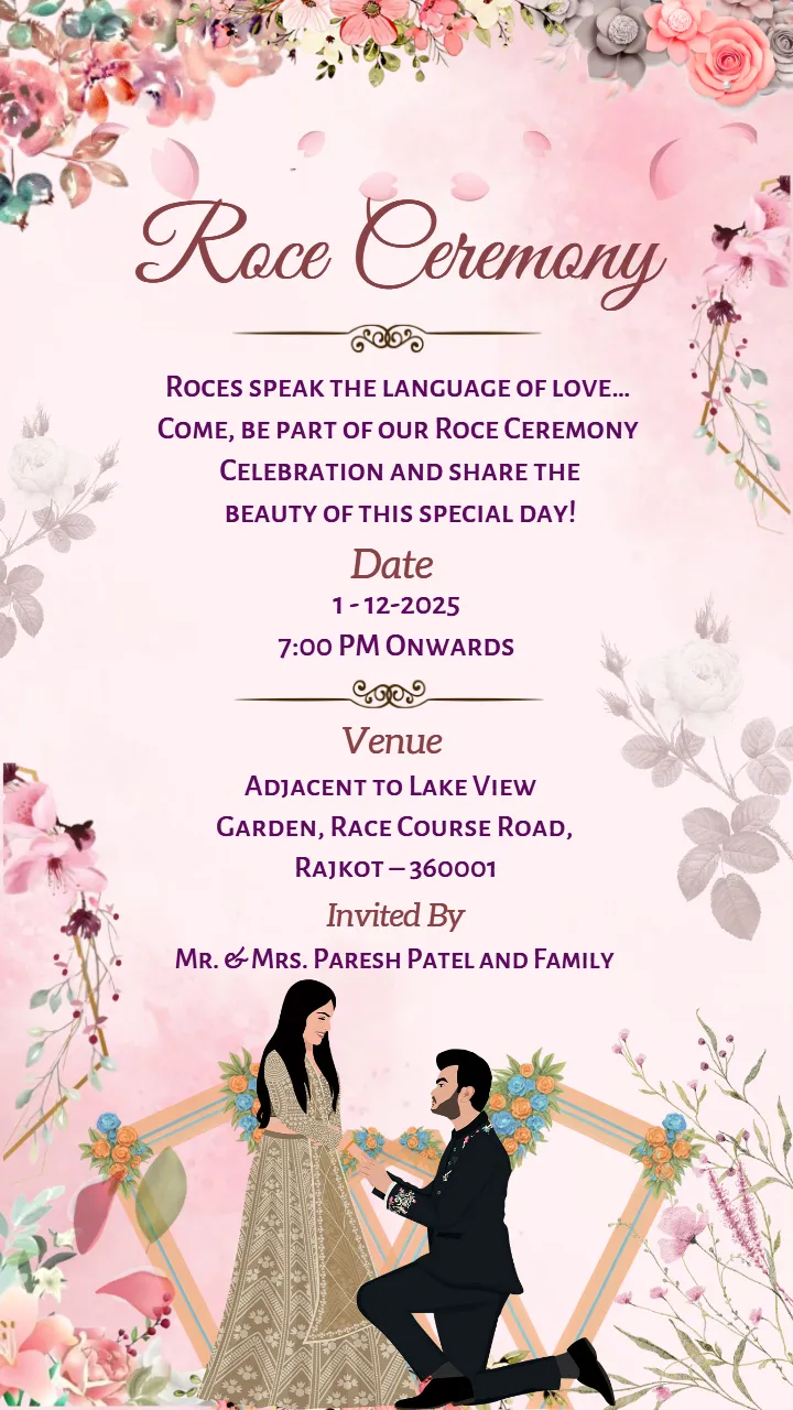 Roce Ceremony invitation Template with Soft Pink Theme