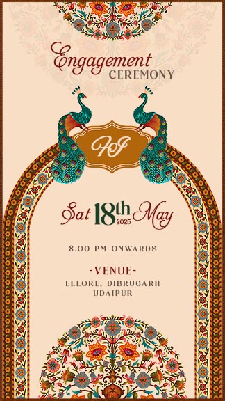 Peacock Theme Engagement Invitation Template