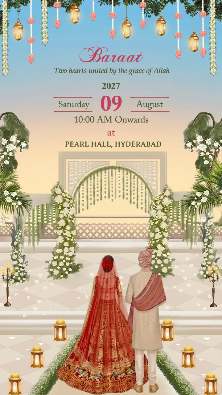 Elegant Muslim Wedding Invitation Video Templates Online