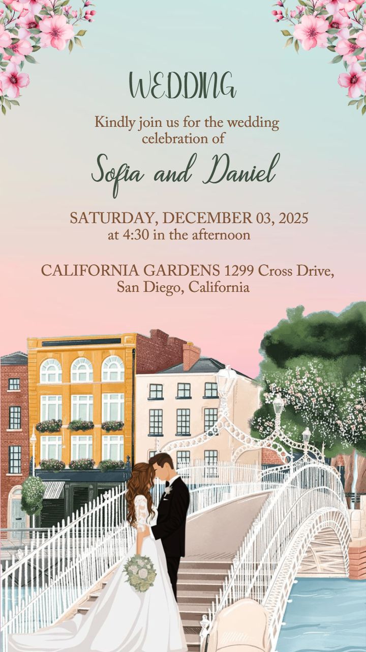 Stylish Pastel Wedding Invitation Template for Couples