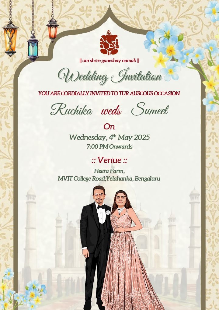 Classic Wedding Invitation with a Touch of Glamour