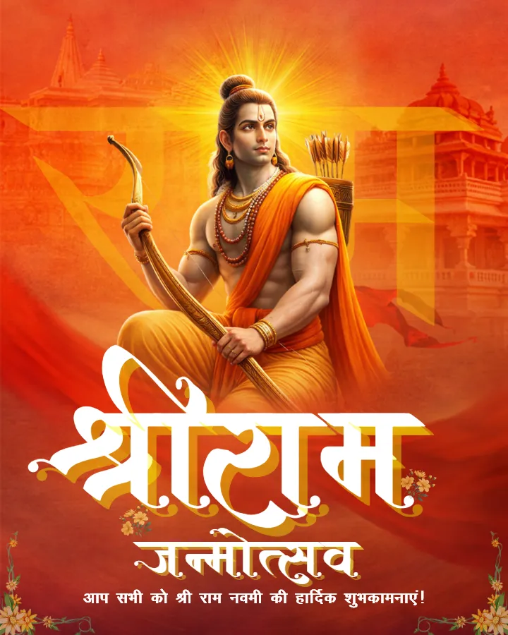 Spiritual Shree Ram Navami Image in Hindi to Share Online