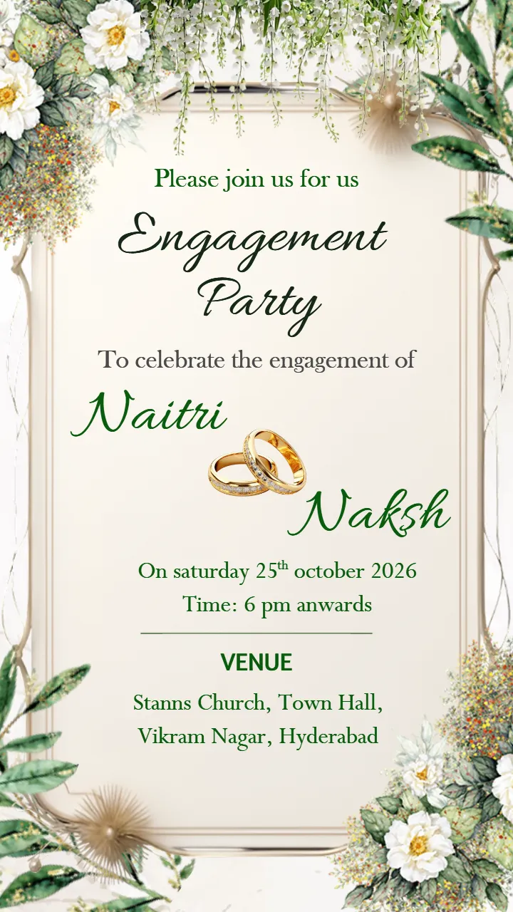 Editable Engagement Party Invitation Card in English Online