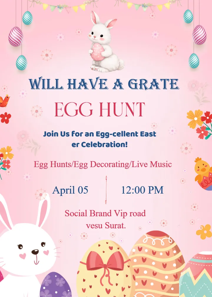Editable Easter Egg Hunt Invitation in English Online HD