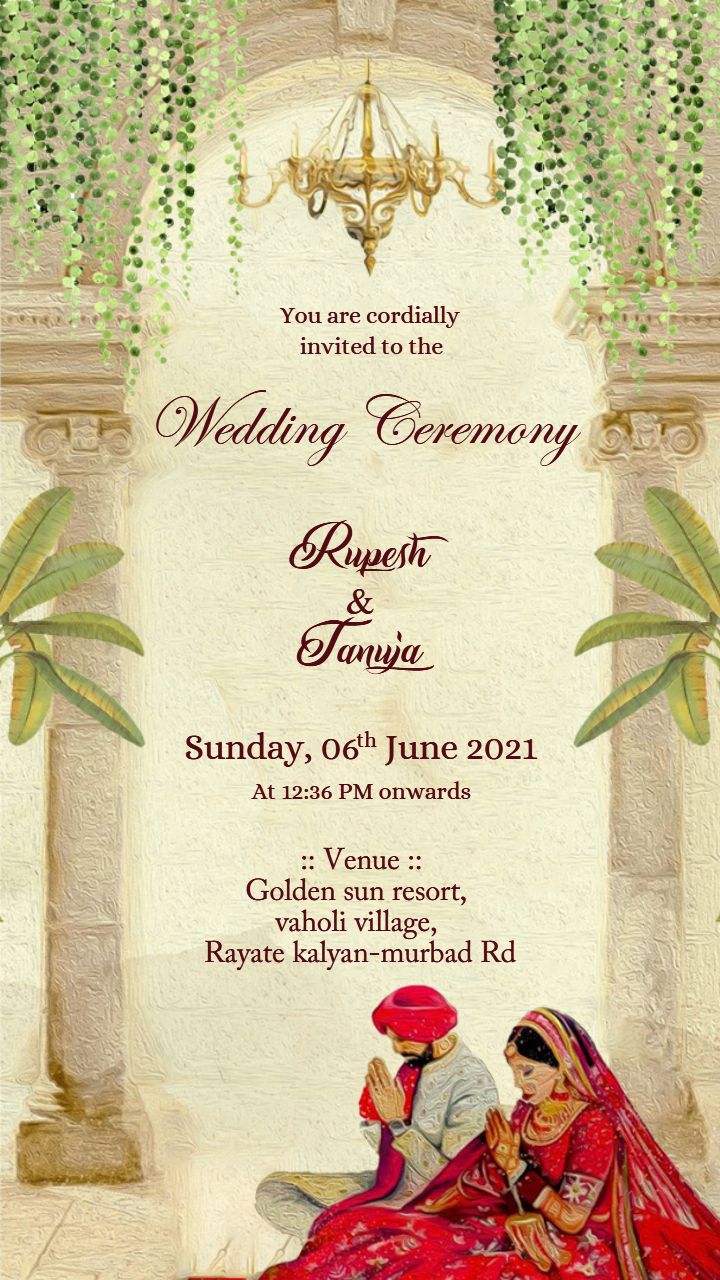 Wedding Invitation template with heritage inspired theme