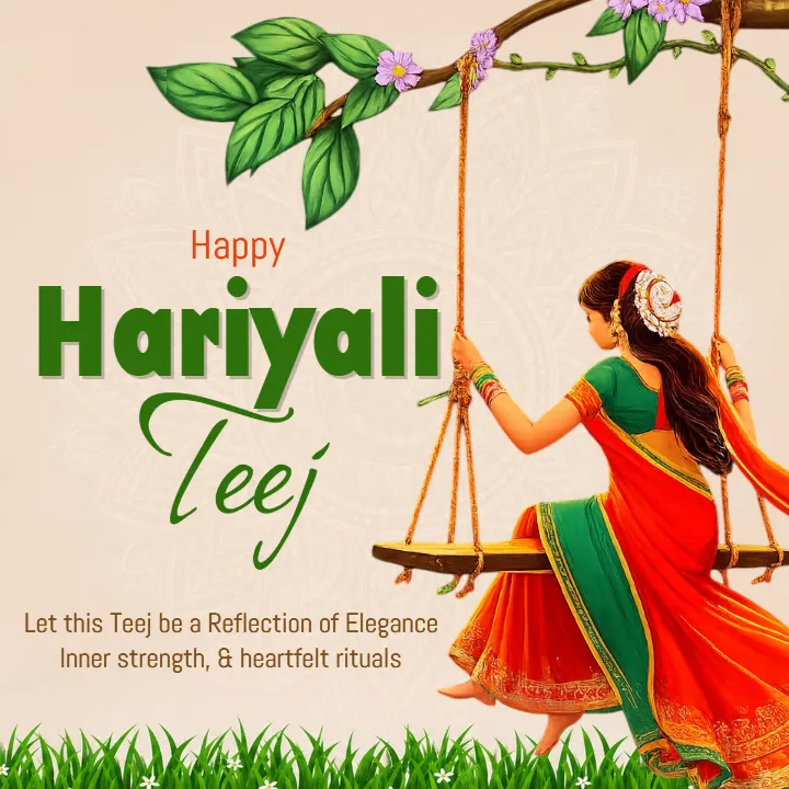 Bright Hariyali Teej Poster Designs for Festive Greetings
