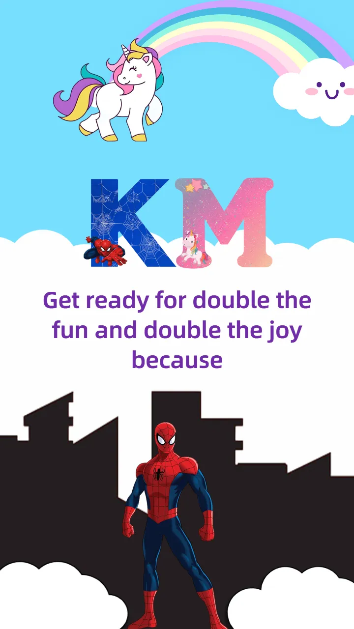 Spiderman and Unicorn Birthday Invitation Card Creation
