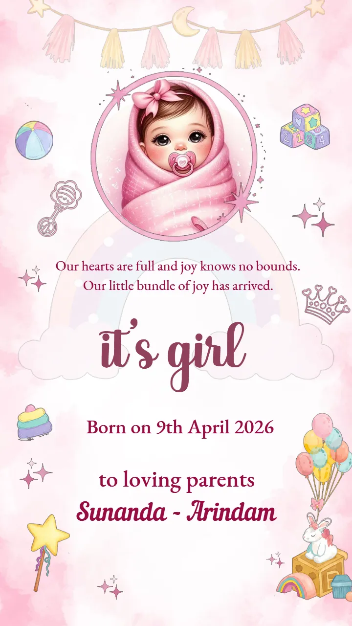 Baby Girl Gender Reveal Announcement for Sweet Moments