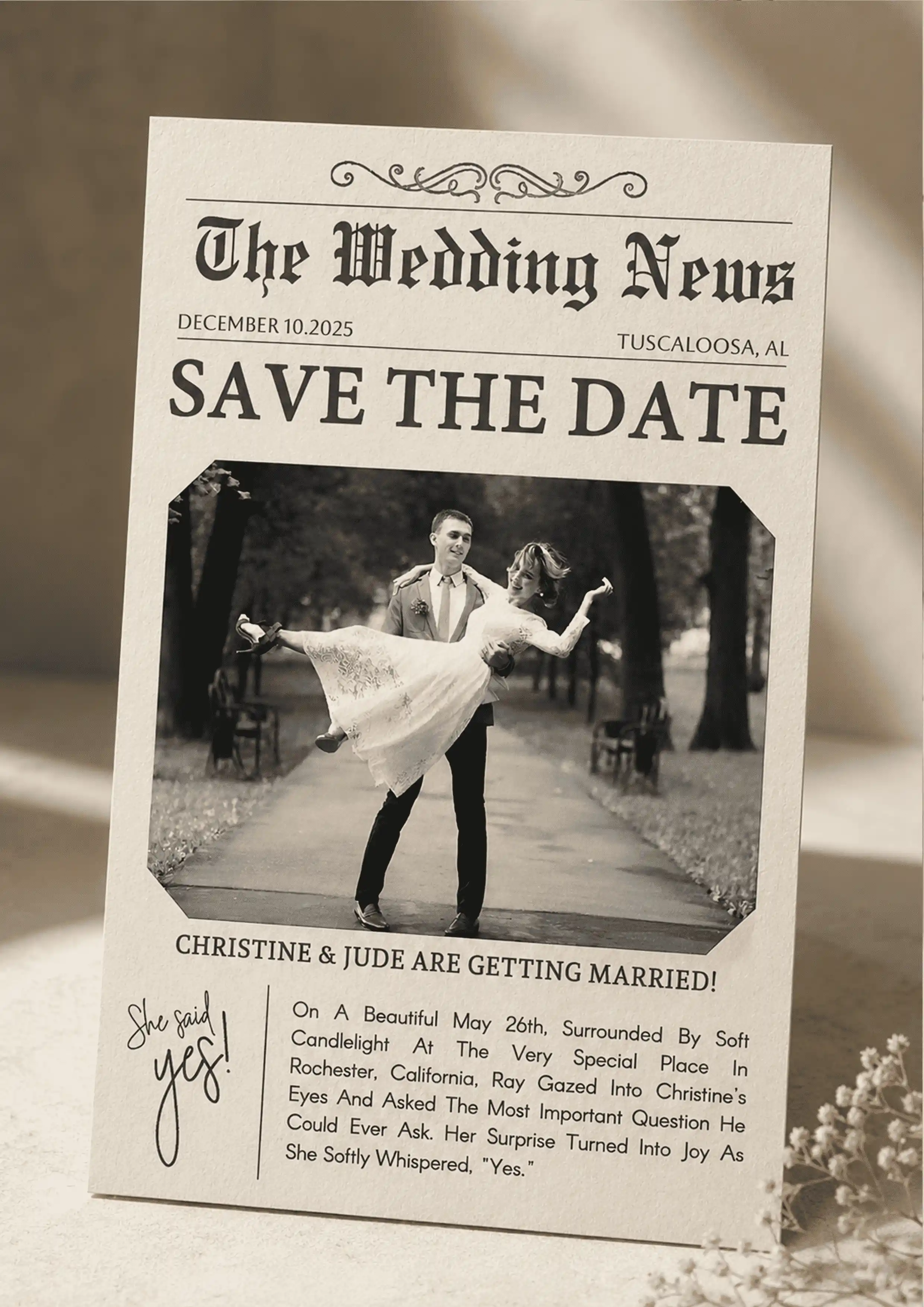 Custom Wedding Announcement Newspaper Design Style Post