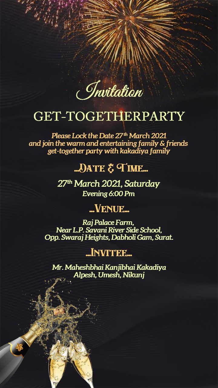 Get together invitation card with Premium style download