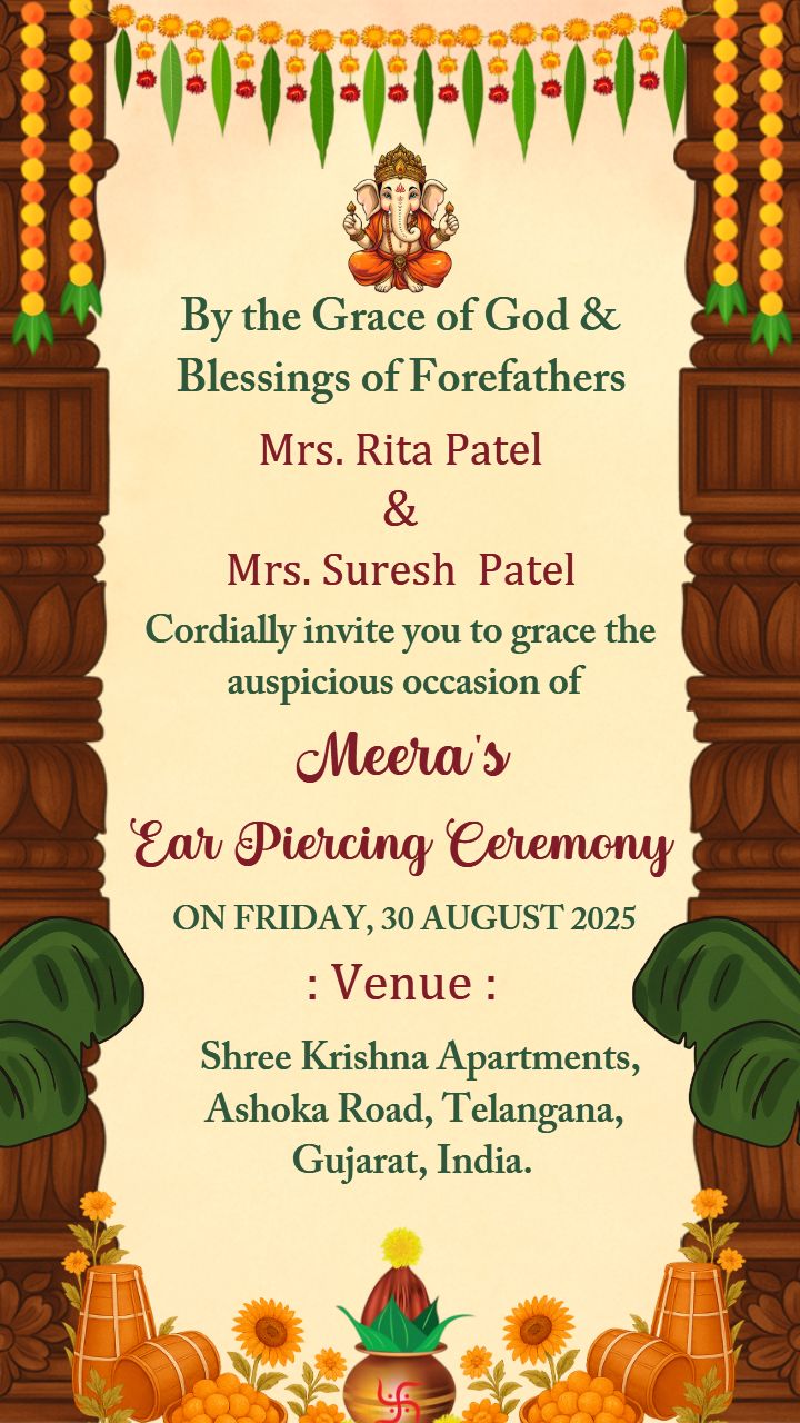 Cute Indian Girl Ear Piercing Ceremony Video Invitation