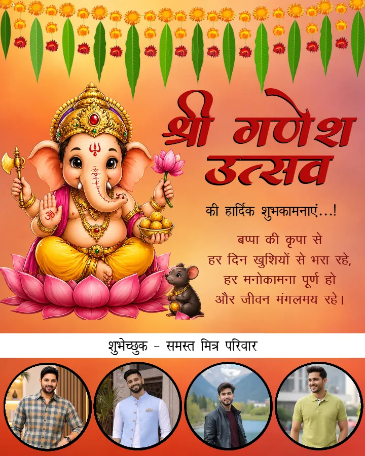 Ganpati Banner Templates for Wishes and Festival Events