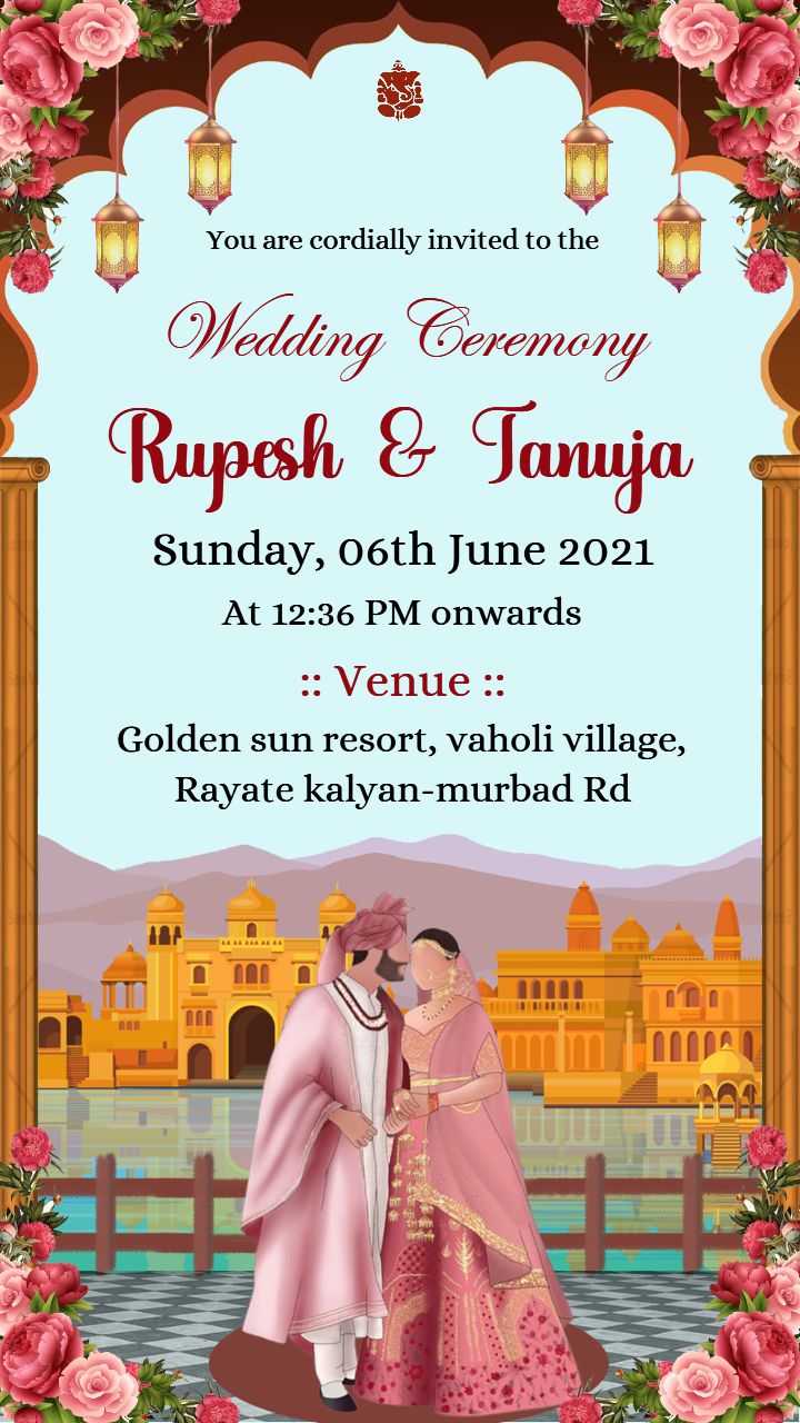 Rose Theme Wedding Ceremony Invitation Card Designs