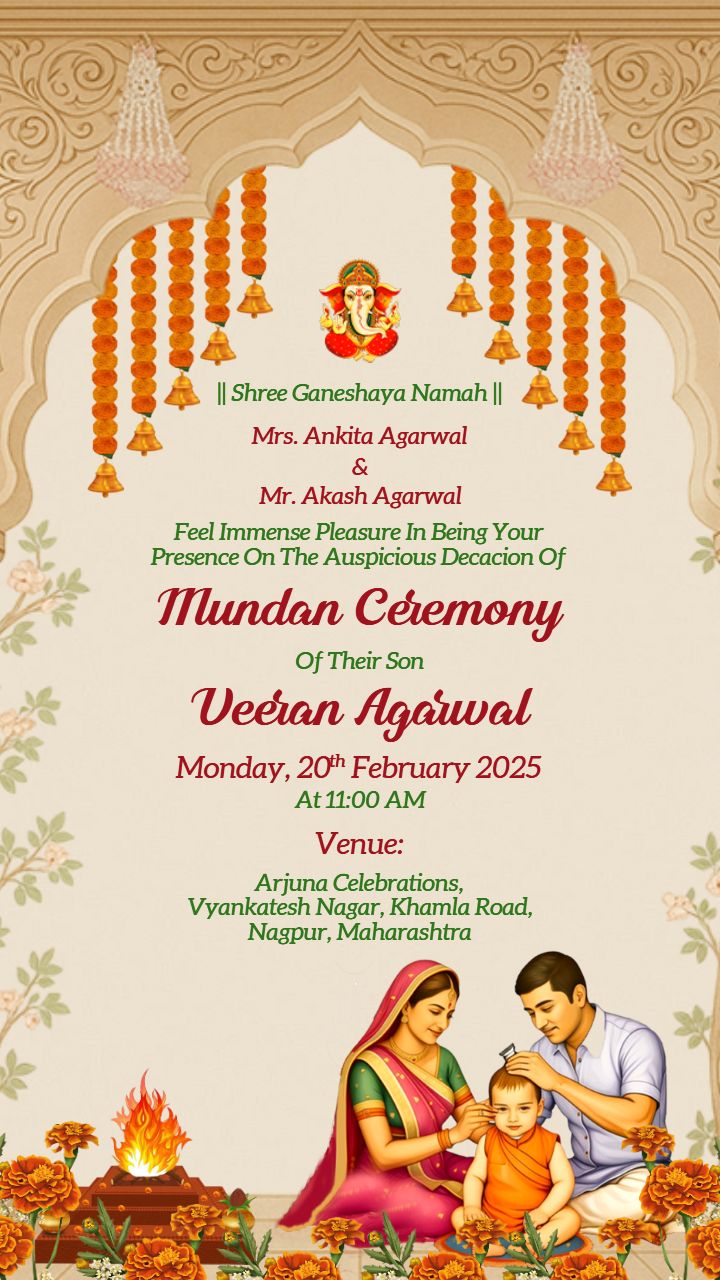 Create Beautiful Mundan Invitation Video with Music