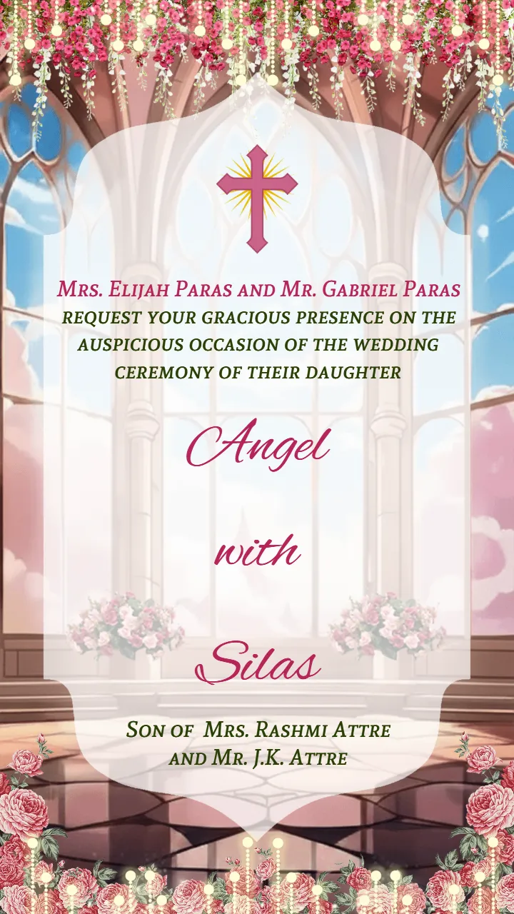 Christian Wedding Invitation Video with Floral Church Art