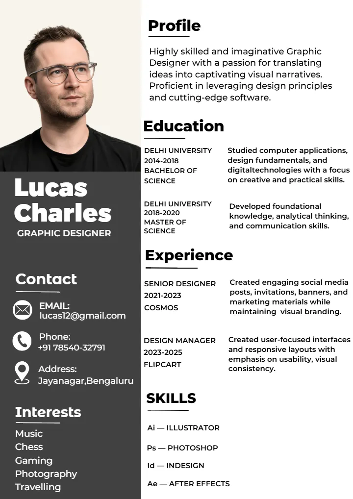 Graphic Designer Resume Template for Modern Job Profiles