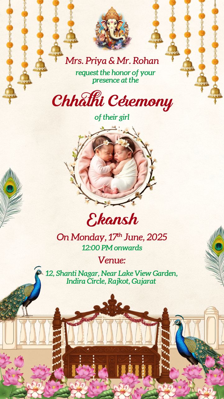 Chhathi Invitation Card Modern Digital Baby Card Design