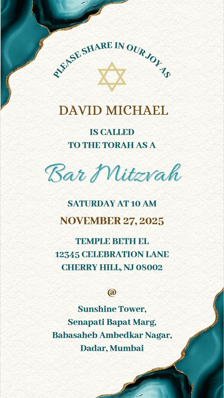 Modern Bar Mitzvah Party Invitation Template Designs Online