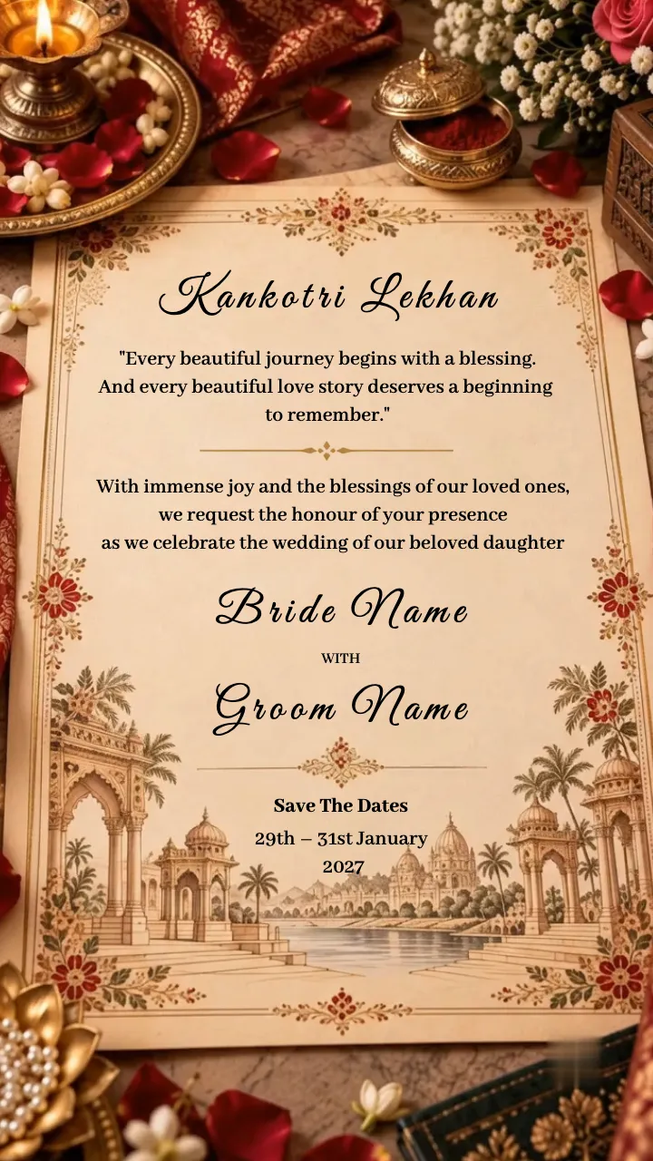 Wedding Invitation Video with Rajwadi Royal Wedding Design