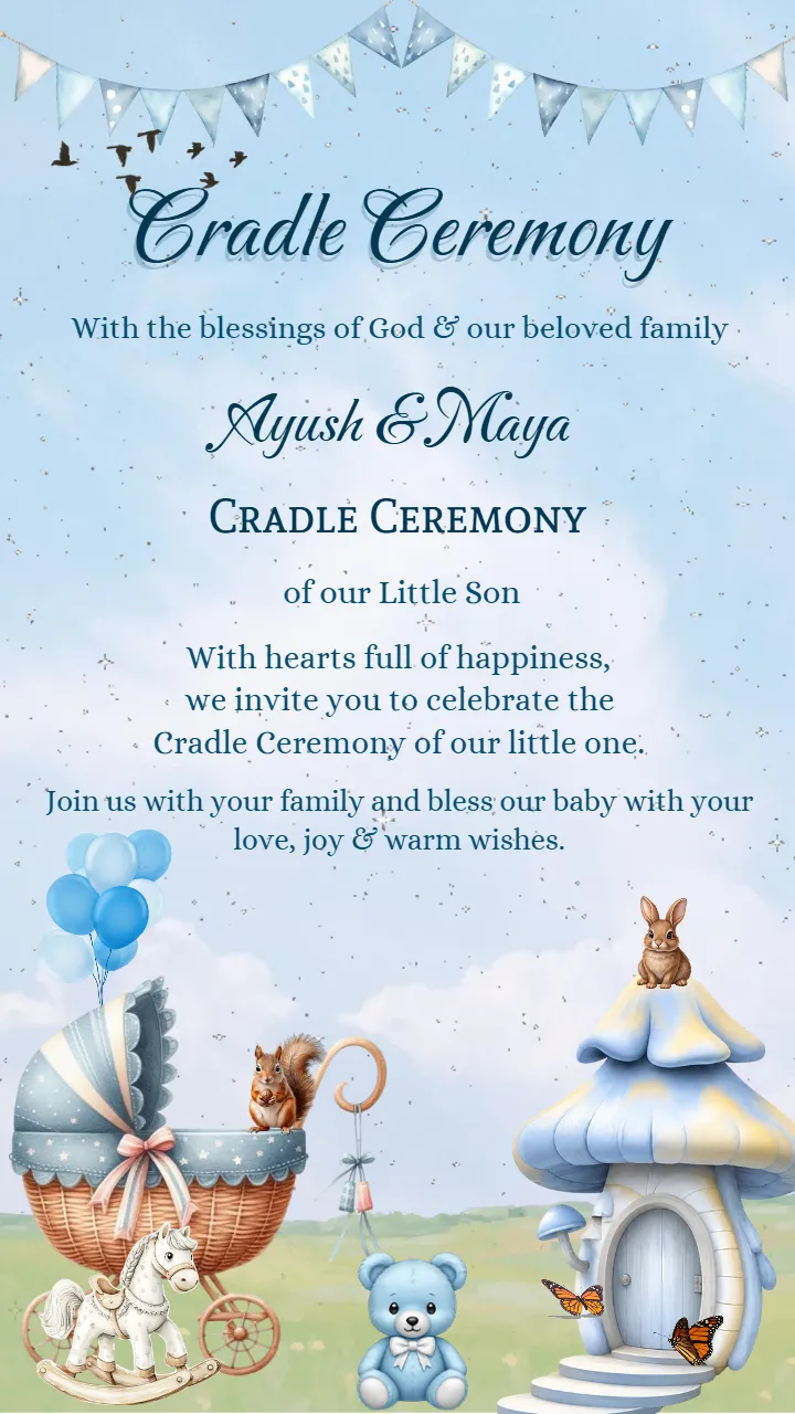 Cradle Ceremony Invitation Video with Adorable Animals