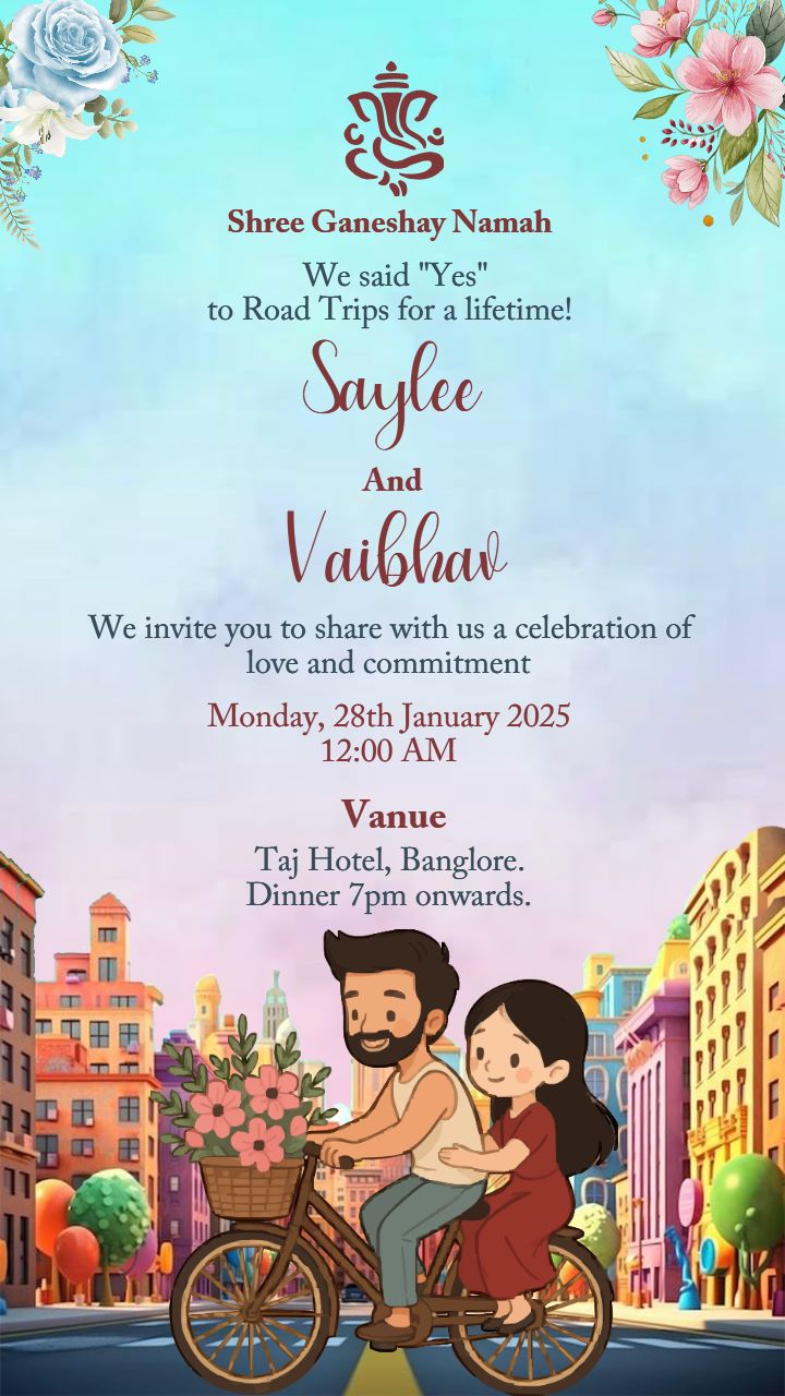 Modern English Wedding Invitation Template for CouplesTemplate Design