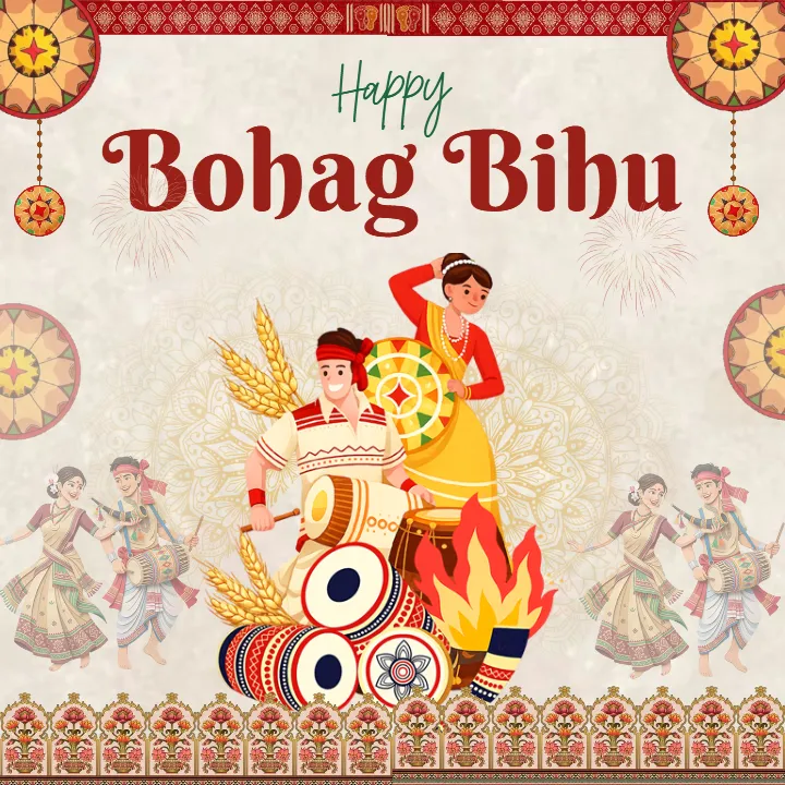 Happy Bohag Bihu Photo in English 4k for Festive Wishes