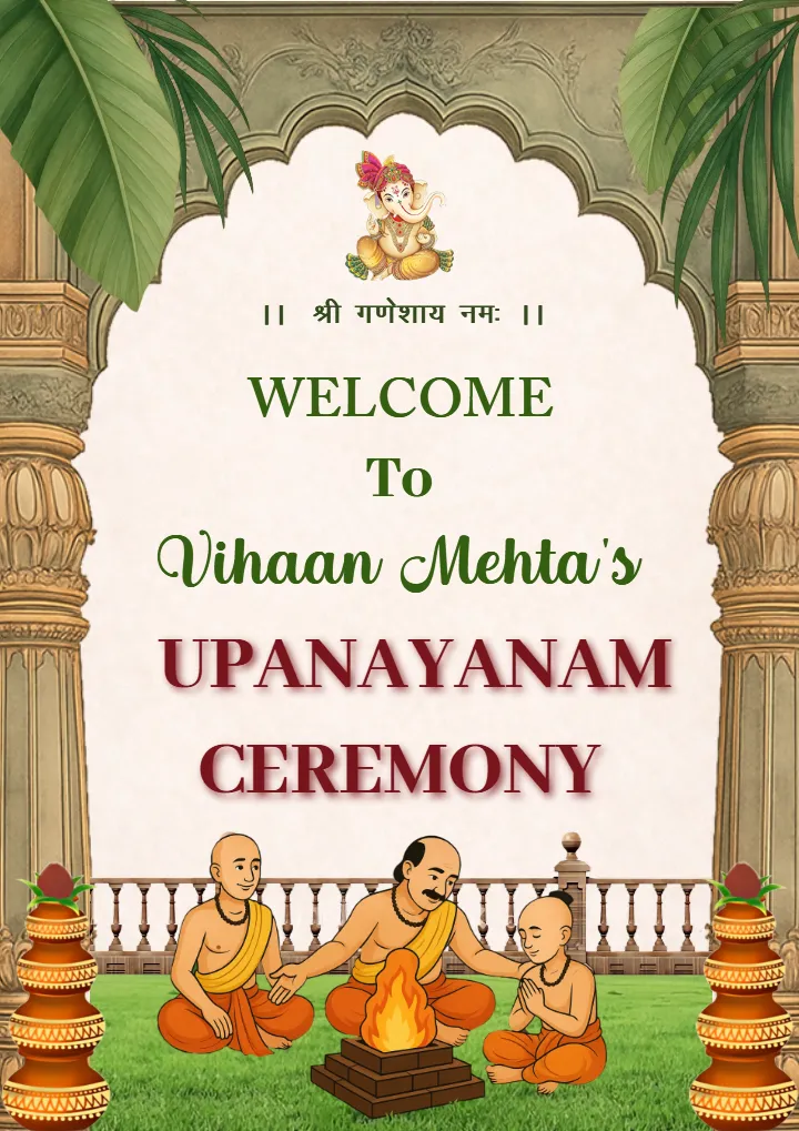 Upanayanam Welcome Board Indian Ceremony Style