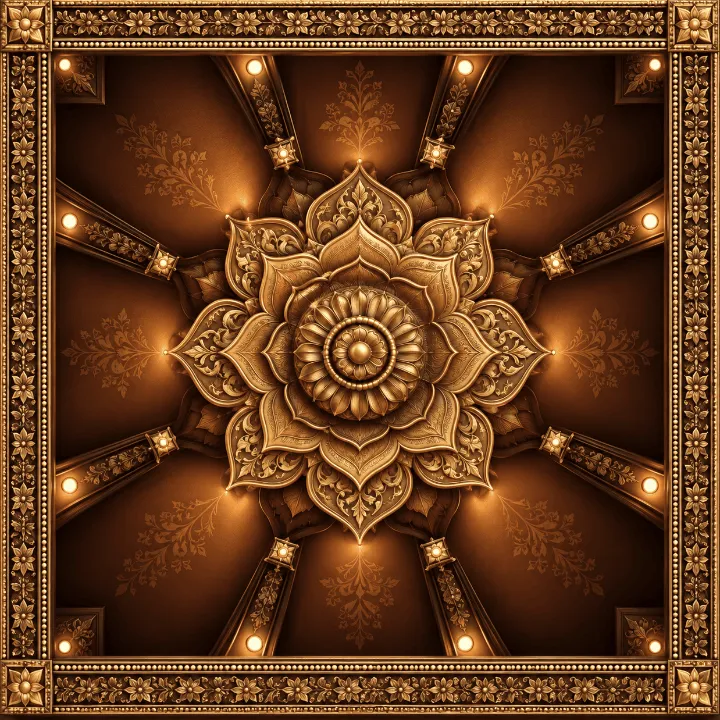 3D Ganesh Mandap Design with Decorative Temple Frame