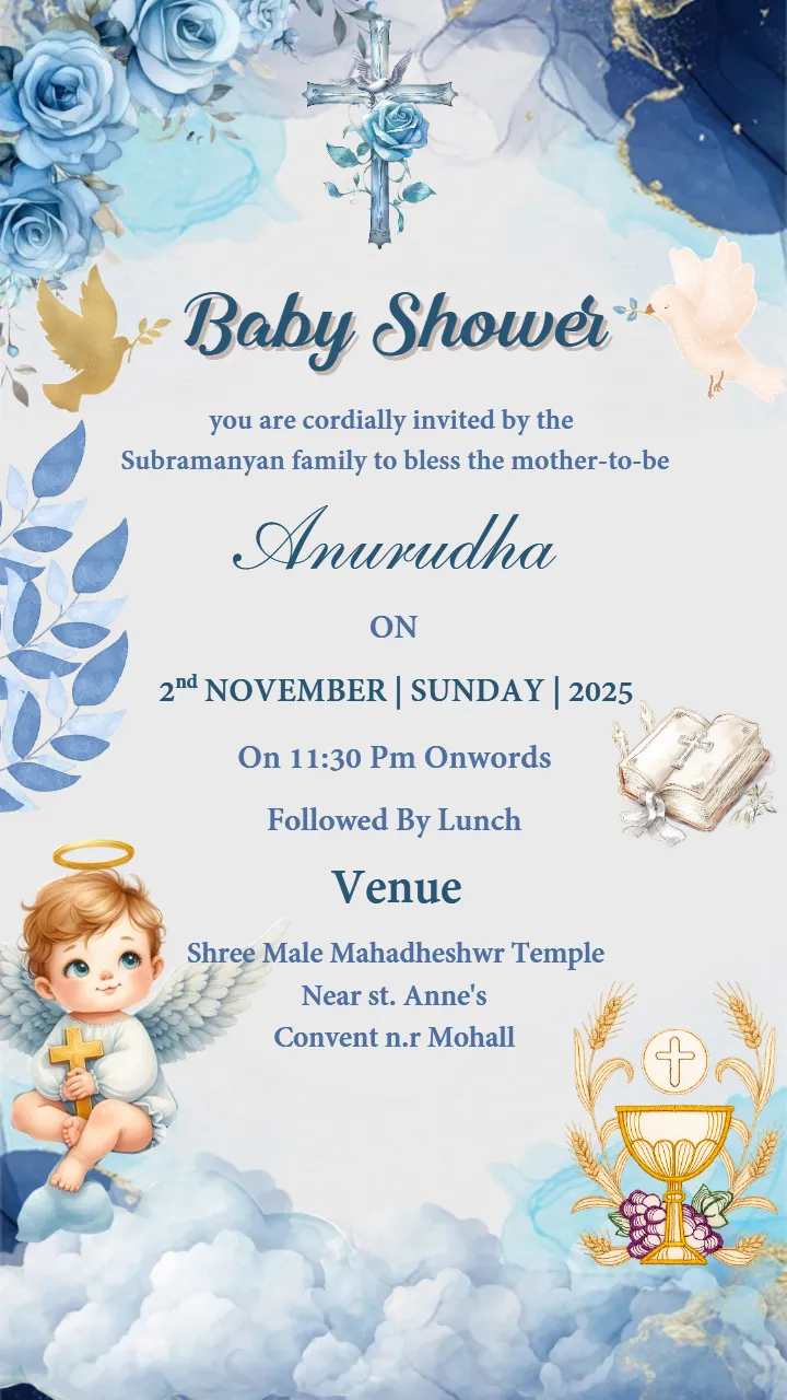 Beautiful Baby Shower Invitation Card in Christian Theme