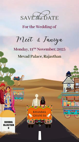 Desert Theme Rajasthani Wedding Invitation Design