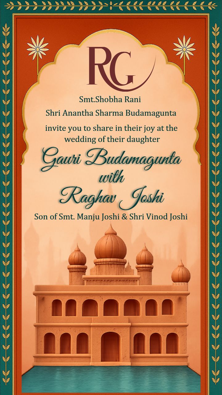 Rajasthani Style Wedding Invitation Design Card