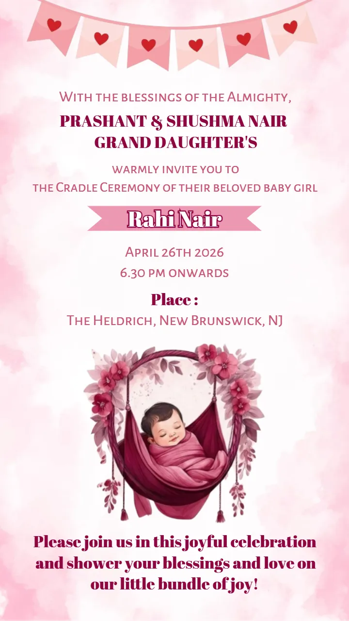 Cradle Ceremony Invitation Video with Soft Pink Style